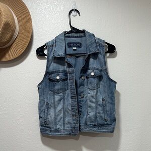 Maurices Light Blue Denim Vest